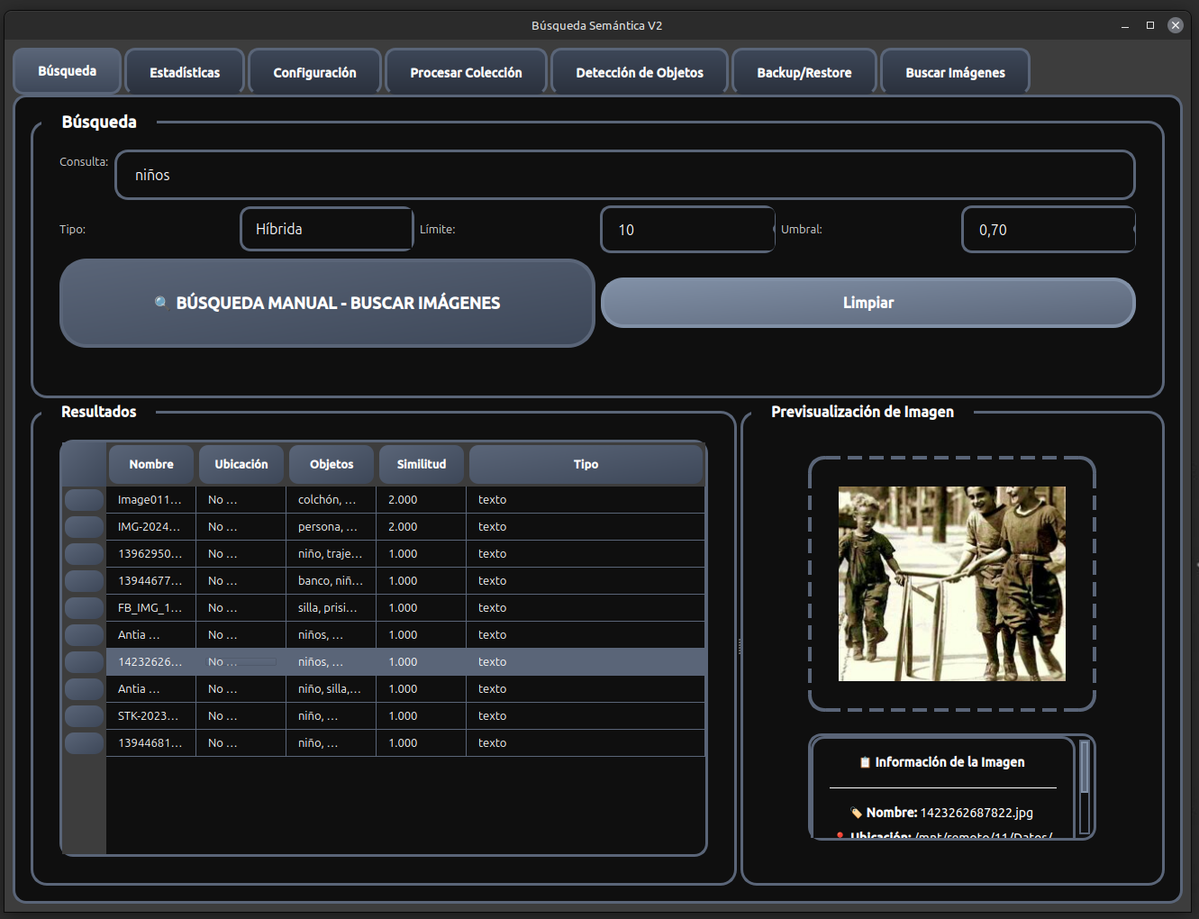 Interfaz principal de Búsqueda Semántica V2